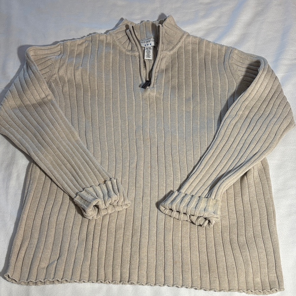 Covington Men's Vintage Cream Zip Up Sweater